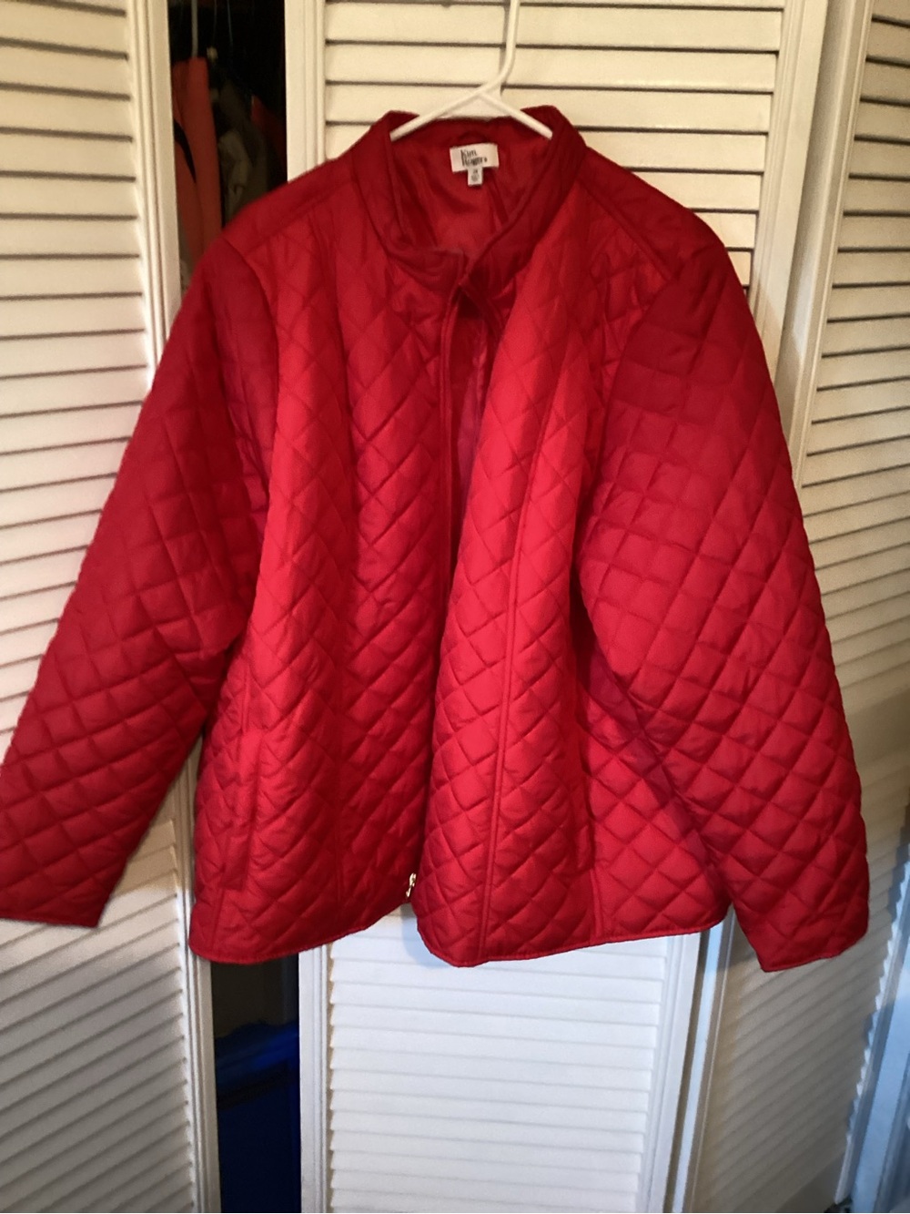 Kim Rogers women’s red puffer jacket, size 2X